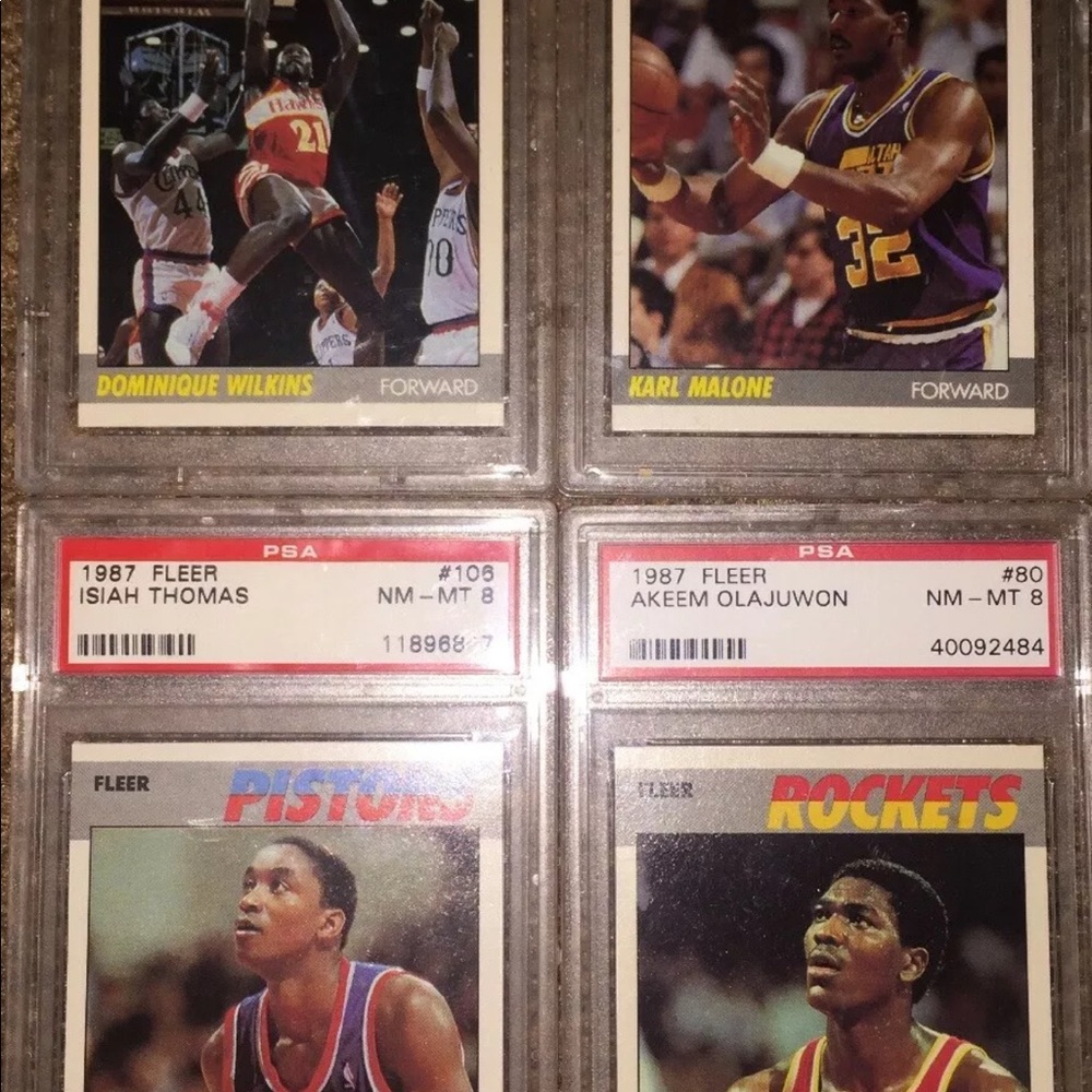 1987 Fleer PSA B-ball Set Lot Akeem Olajuwon,